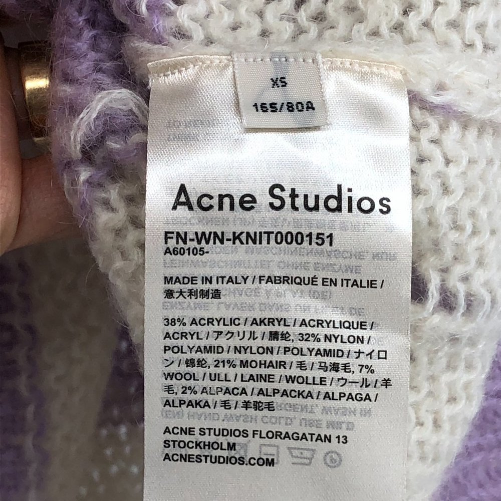 Acne Studios Kantonia Stripe white purple Distressed Oversized Knit Sweater XS - Picture 9 of 16